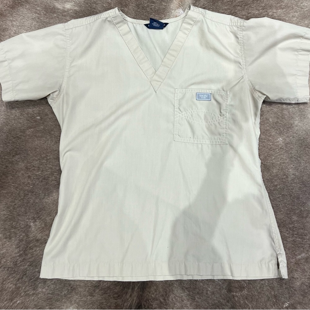 Blue Sky Women's khaki scrub top